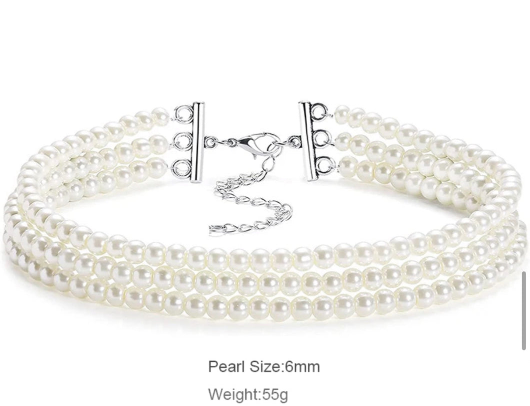 3 piece pearl choker